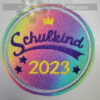 Button Regenbogenfarben lila/gelb/grau<br><br>als Anhänger, Kletti, Klemmbutton oder Ranzenmagnet möglich<br><br>Schulkind 2025