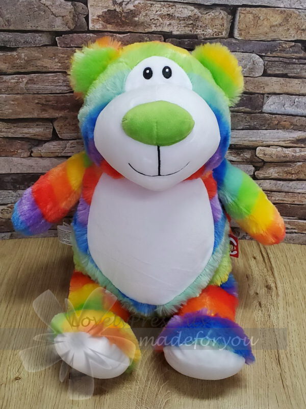 Bär - Regenbogen Bär<br><br>individuell bestickt personalisiert mit deinem Wunschdesign<br>ein super Geschenk zur Geburt Taufe Kommunion Einschulung Weihnachten