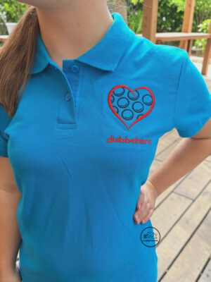 Poloshirt in türkis, mit Logo Stickerei dubbeherz® auf der Brust www.dubbeherz.eu
