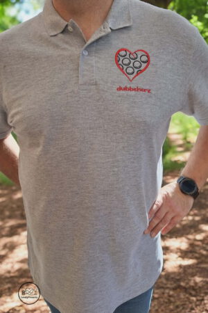 Poloshirt grau mit dubbeherz® Logo www.dubbeherz.eu