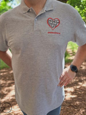 Poloshirt grau mit dubbeherz® Logo www.dubbeherz.eu